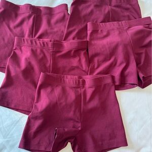Chassé Youth M Cheer Shorts Bundle Burgundy Performance Shorts Bundle of 5